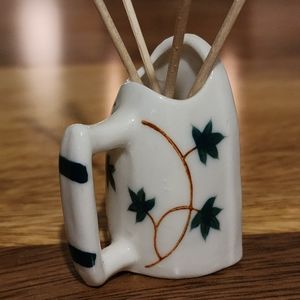 Vintage Bone China Toothpick Holder Iron With Ivy Handpainted